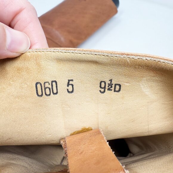 Vintage HipOppoTamus Cognac Brown Leather Mid Calf Boots Men's Size 9.5 Pull On - Picture 9 of 10